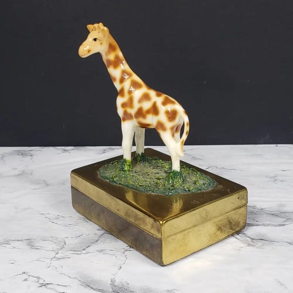 Brass Box Bone China Giraffe Petite Choses Vintage - Picture 2 of 9